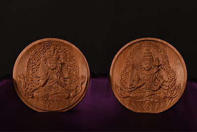 香合仏(白檀) 四臂十一面観音菩薩坐像 弥勒菩薩坐像